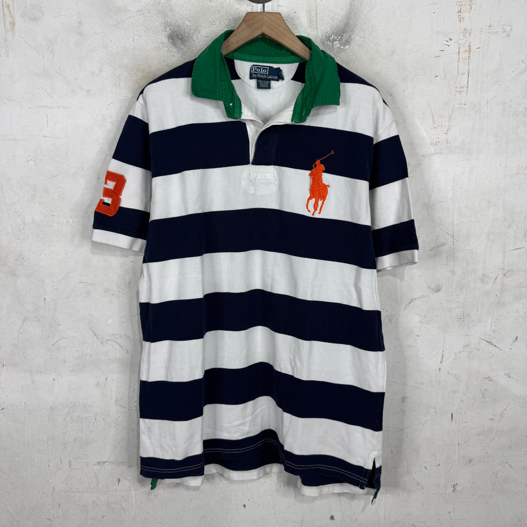 Ralph Lauren Striped Orange Big Pony Polo