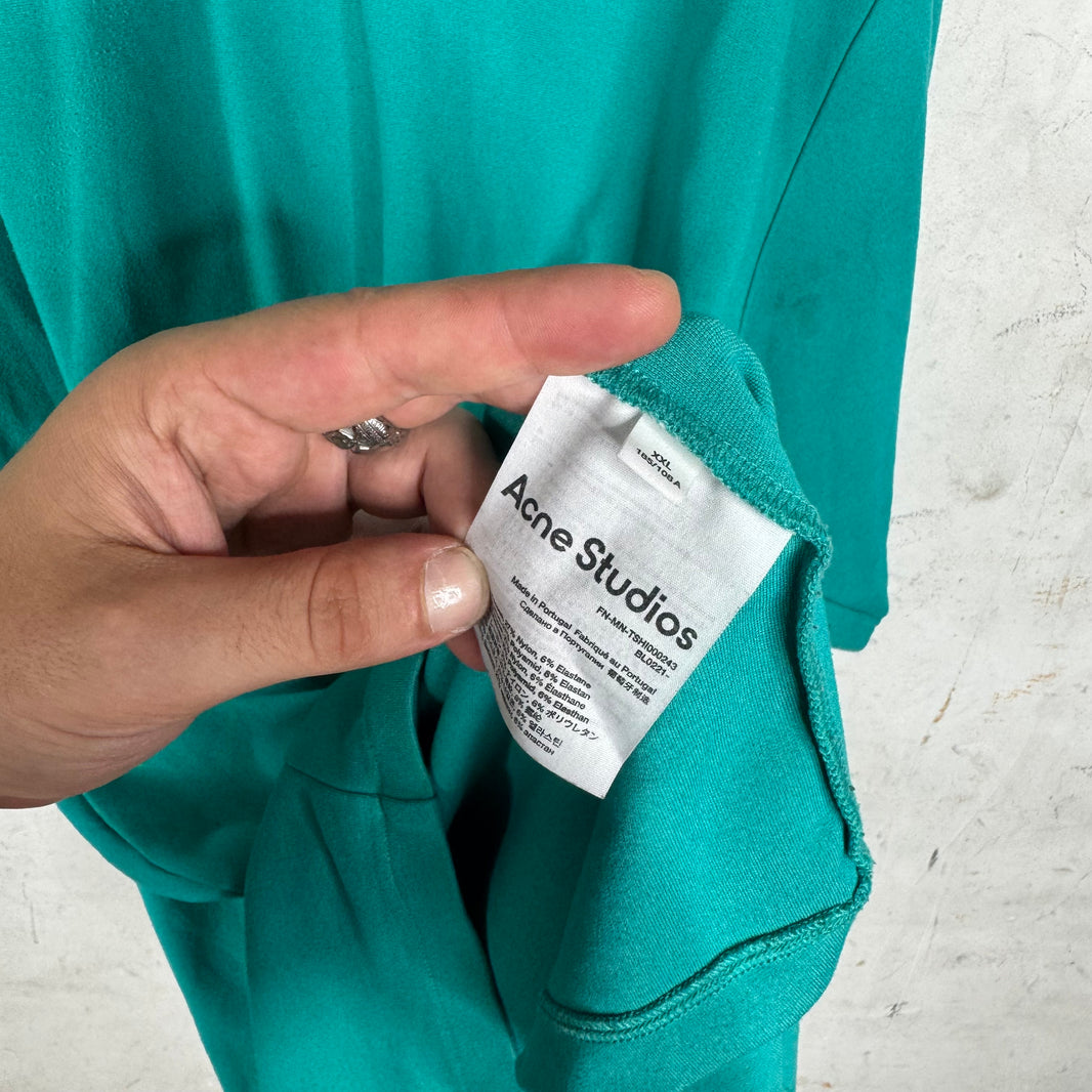 Acne Studios Teal Neck Logo T-Shirt