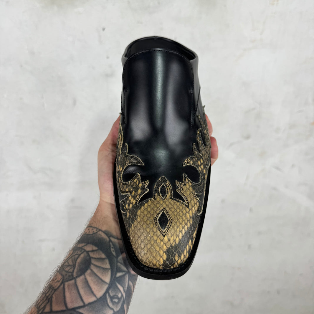 Dries Van Noten Cowboy Snakeskin Paneled Mules