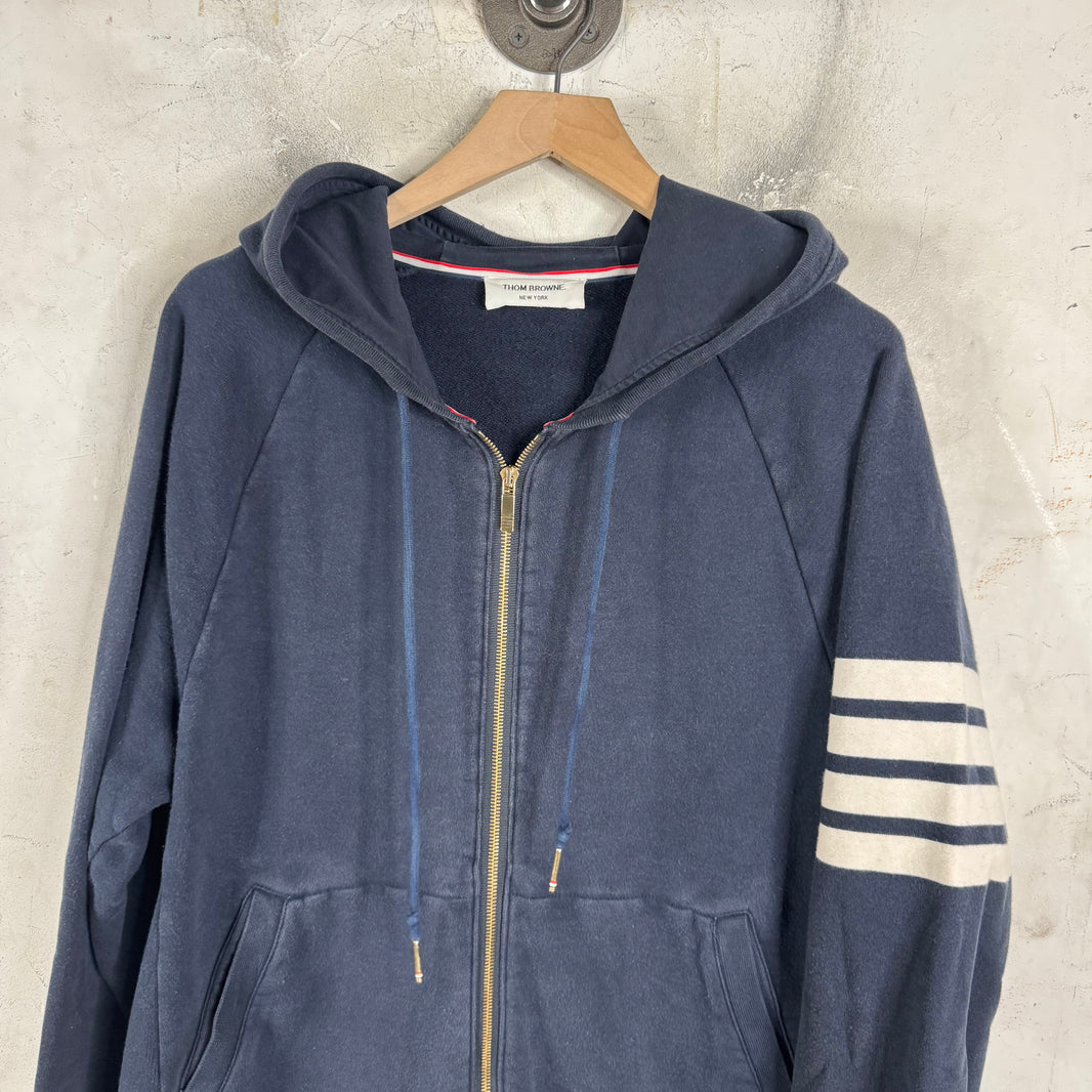 Thom Browne Navy Zip Hoodie