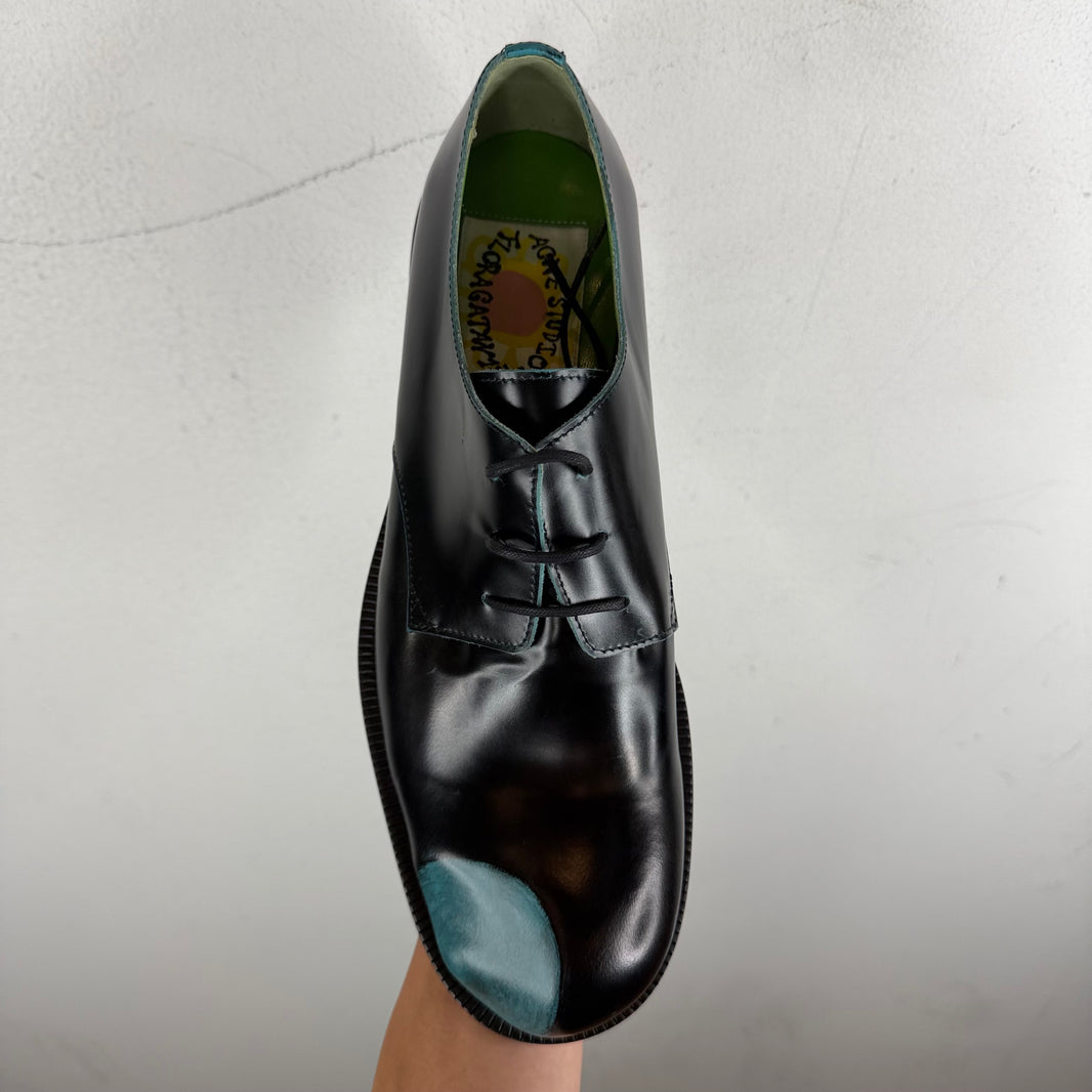 Acne Studios Black Turquoise Ball Painted Derbys