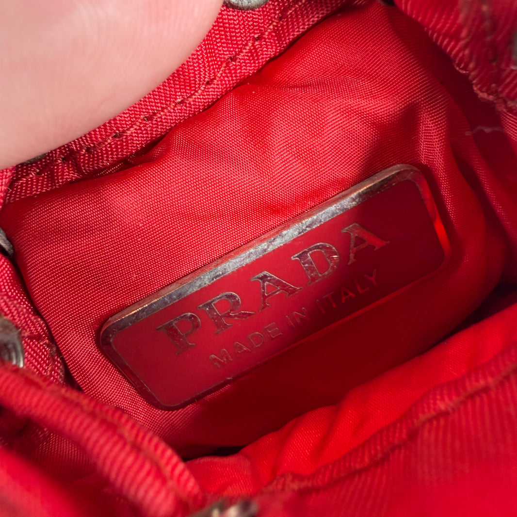 Prada Smoked Red Backpack Keychain