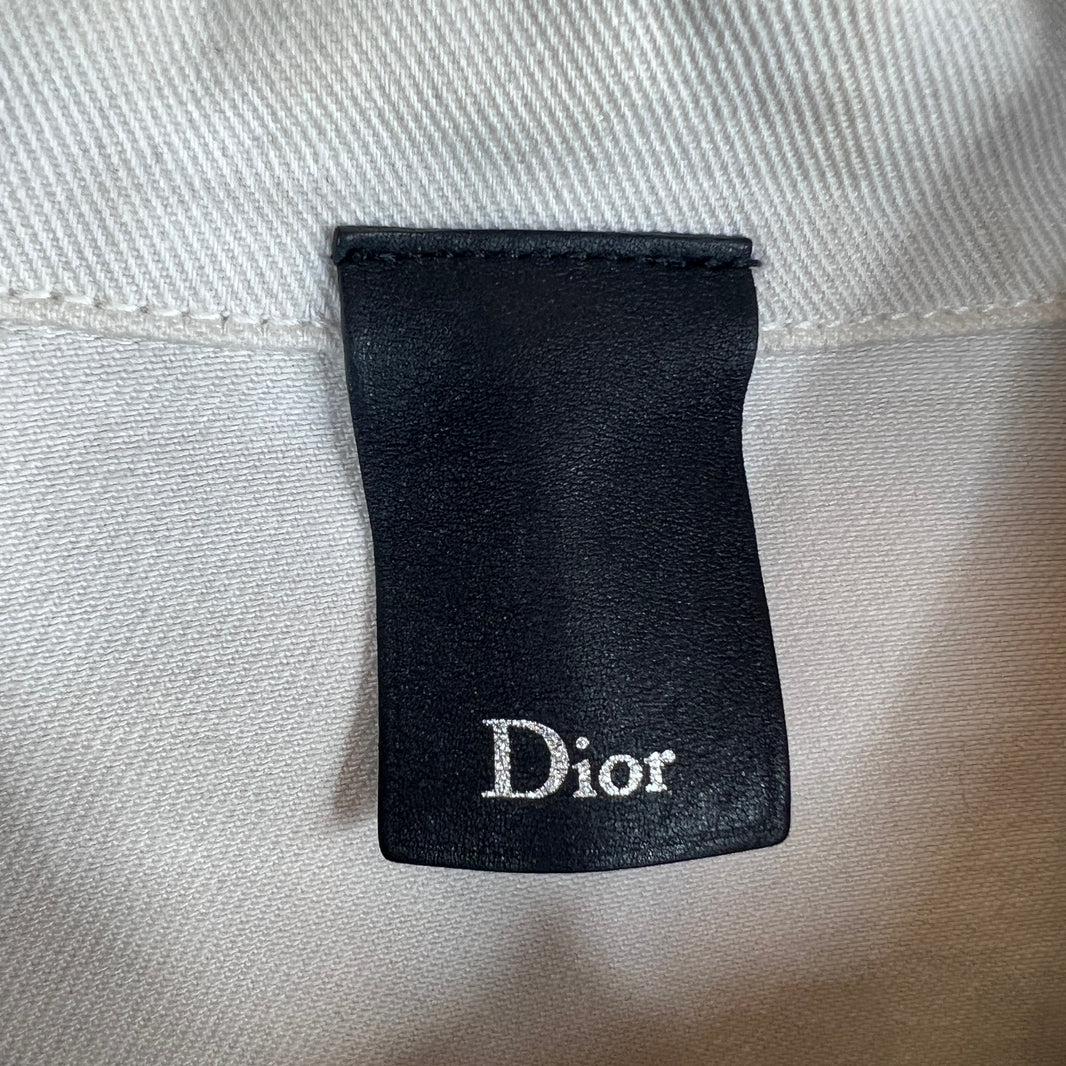 Dior White Distressed Denim Trucker Jacket