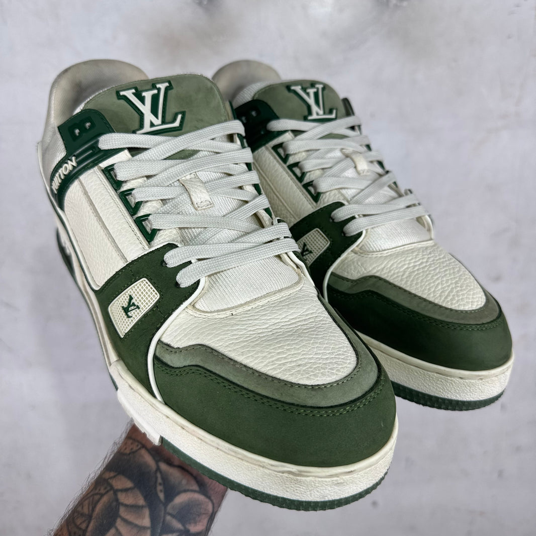 Louis Vuitton Green Leather Suede Trainers