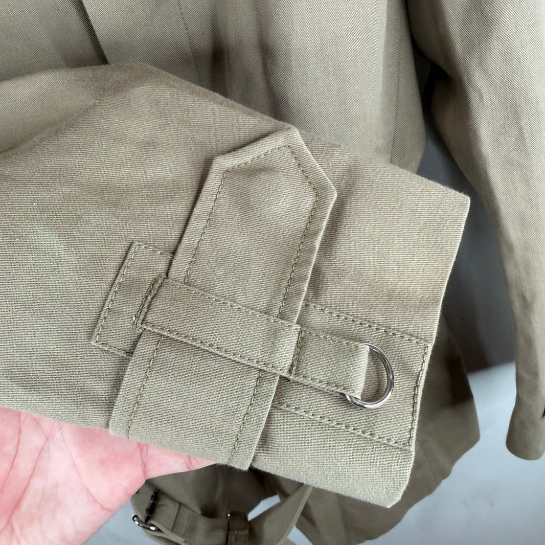Balmain Belted Epaulet Beige Coat