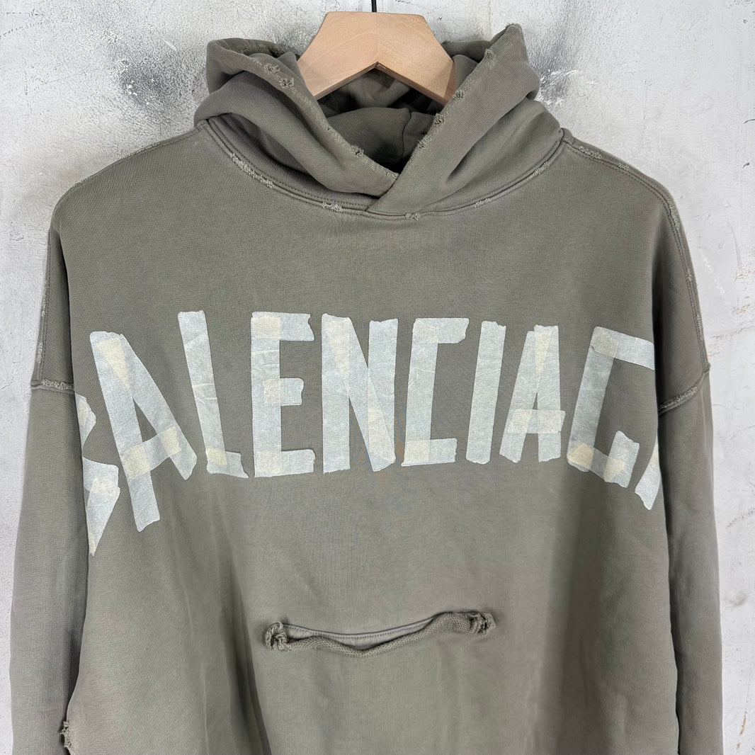 Balenciaga Grey Tape Pullover Hoodie