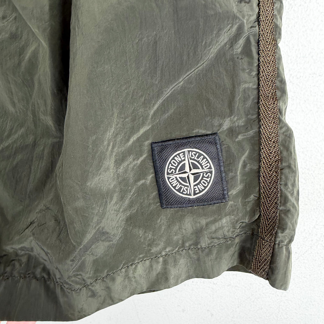 Stone Island Green Shiny Swim Shorts