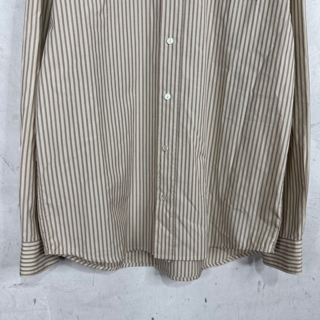 The Row Tan Striped Button Up