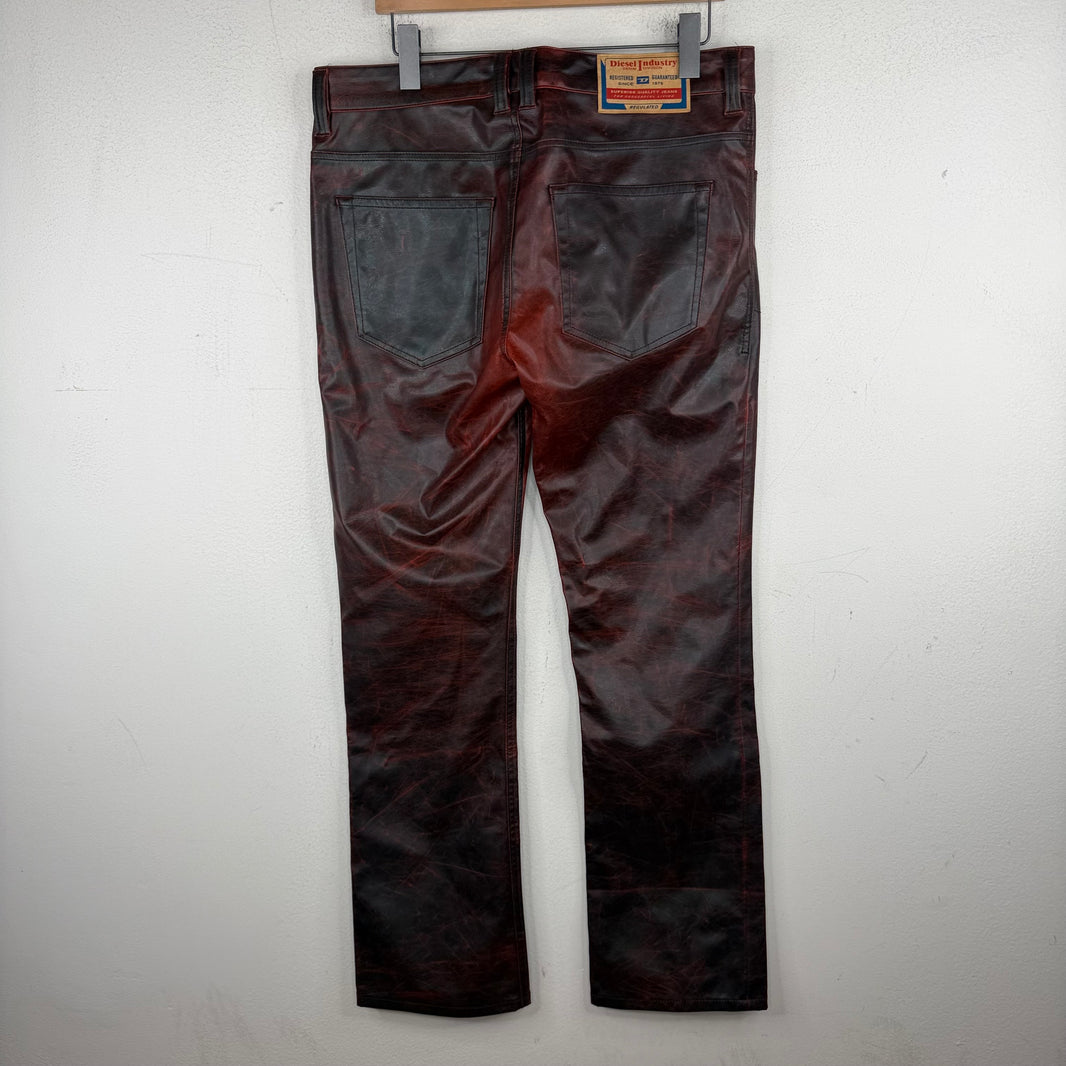 Diesel Faux Leather Oxblood Trousers