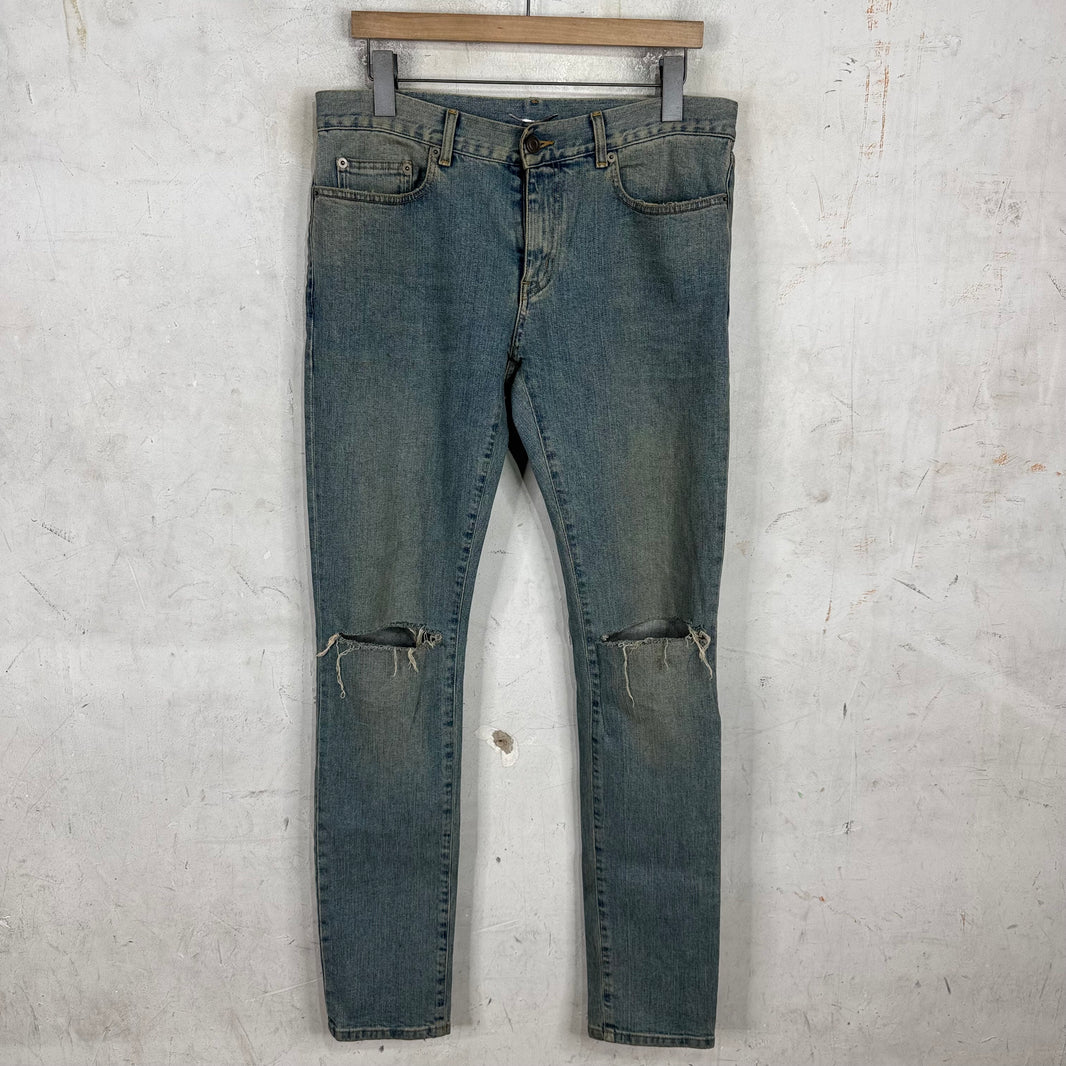 Saint Laurent 2015 Ripped Knee Dust Wash D02 Jeans