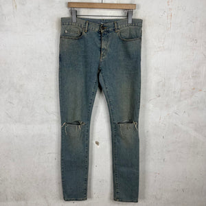 Saint Laurent 2015 Ripped Knee Dust Wash D02 Jeans