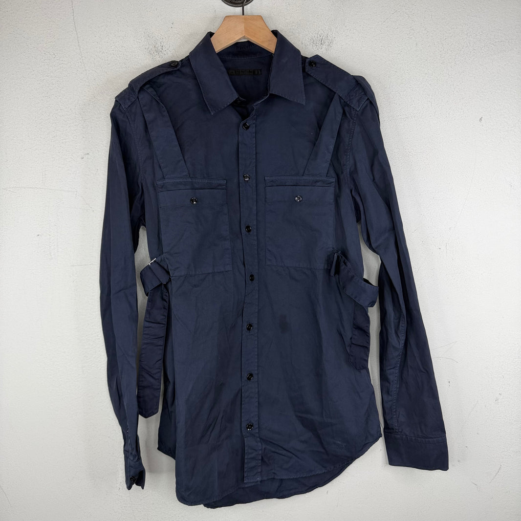 Helmut Lang Navy Bondage Button Up Shirt