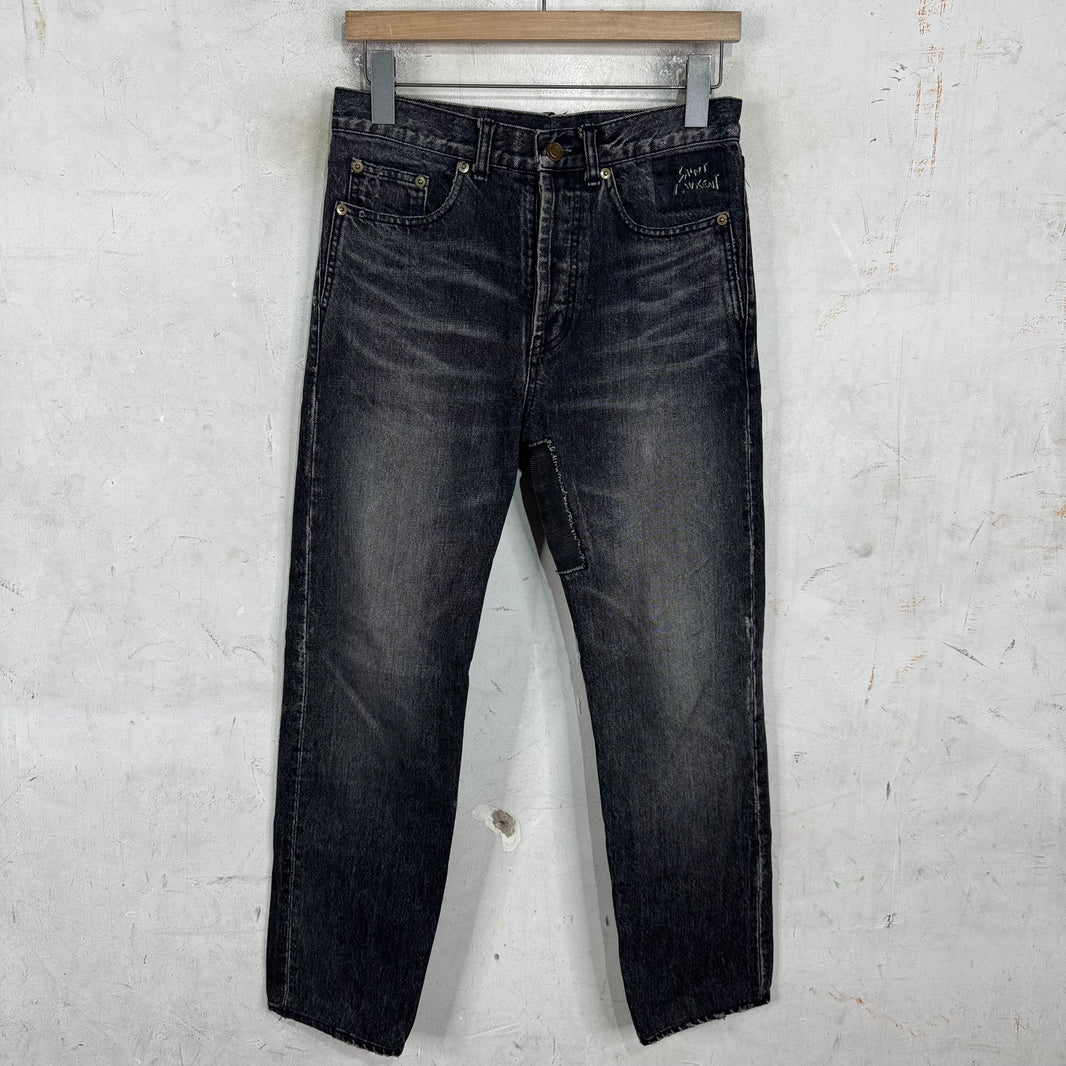 Saint Laurent Washed Black Patched D14 Jeans