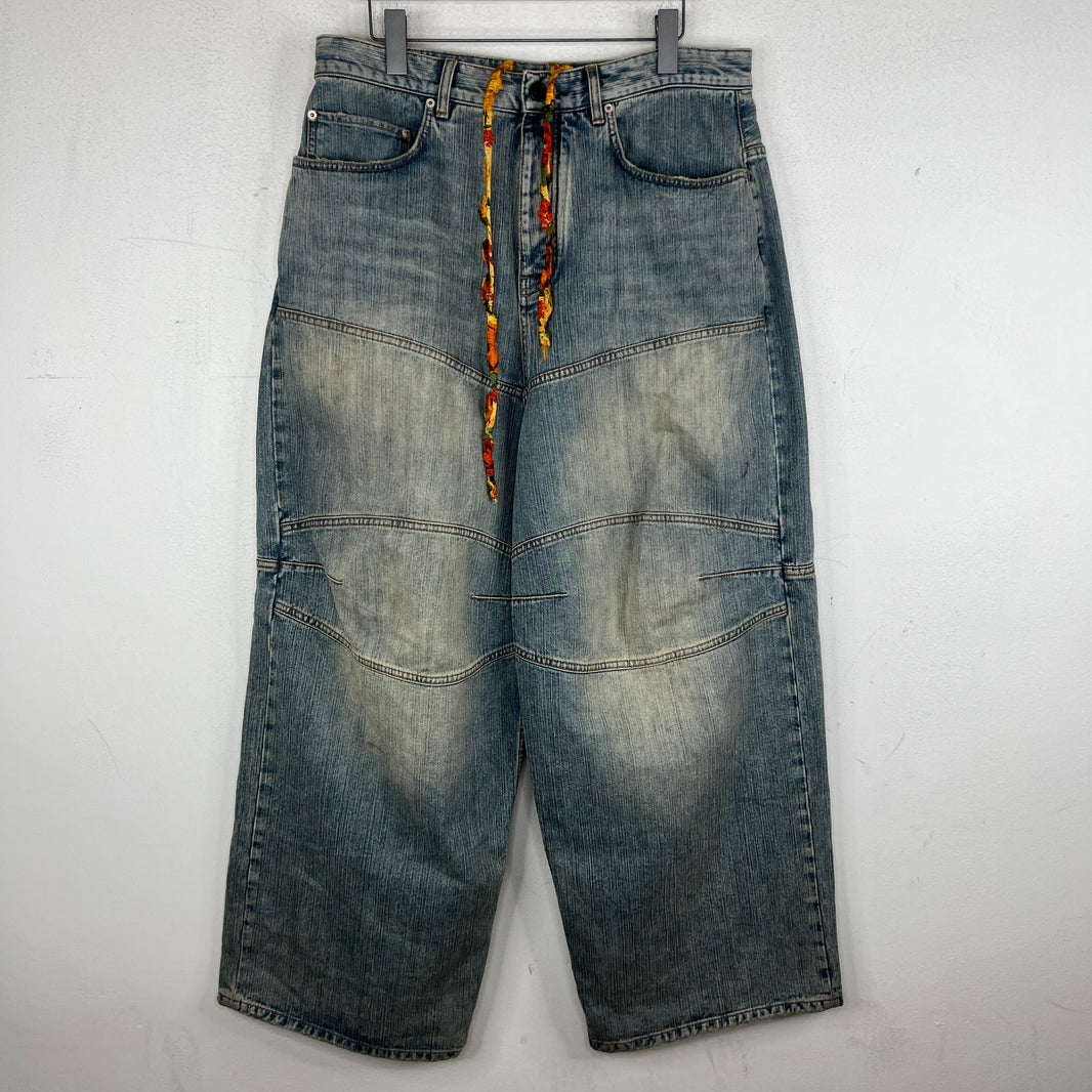 Balenciaga Paneled Drawstring Baggy Denim Jeans