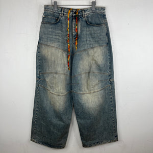 Balenciaga Paneled Drawstring Baggy Denim Jeans
