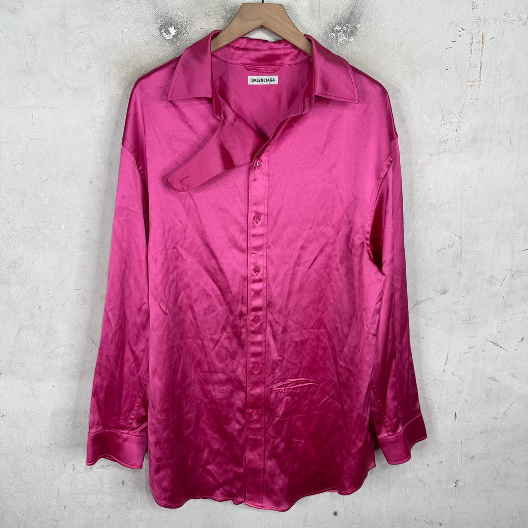 Balenciaga Pink Shiny Buttoned Shirt