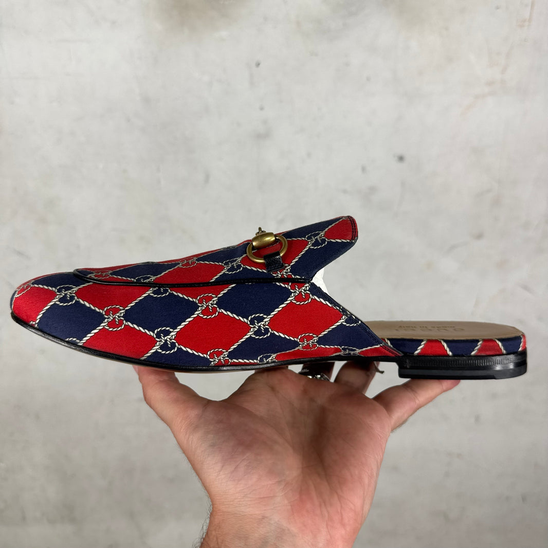 Gucci Satin Patterned Horse-Bit Mules