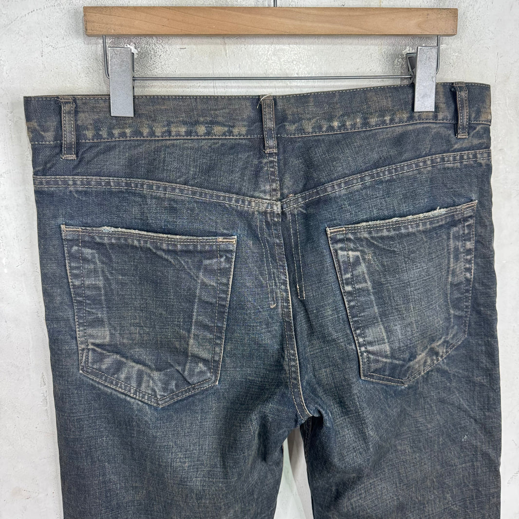 DRKSHDW Waxed Distressed Berlin Cut Jeans