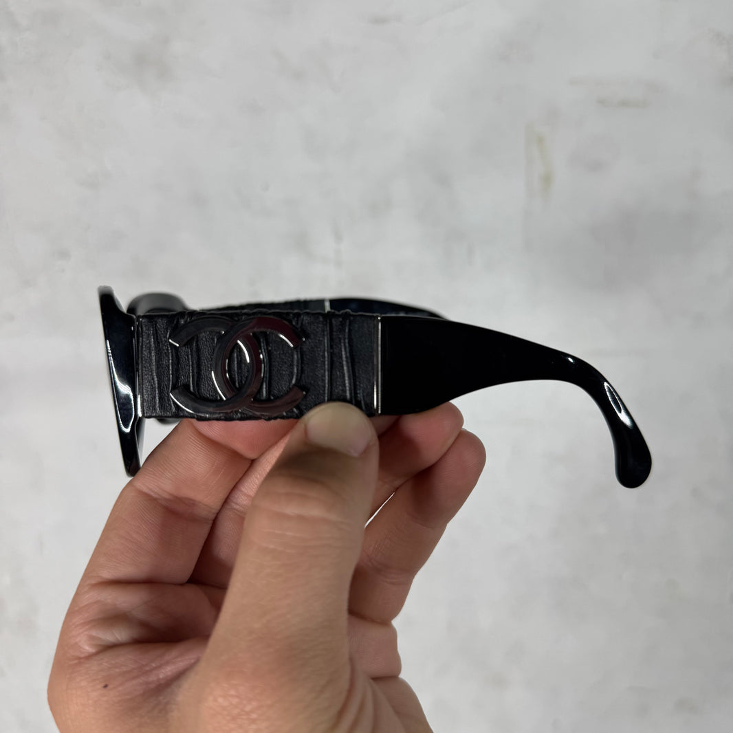 Chanel 5473-Q Scrunched Leather Sunglasses