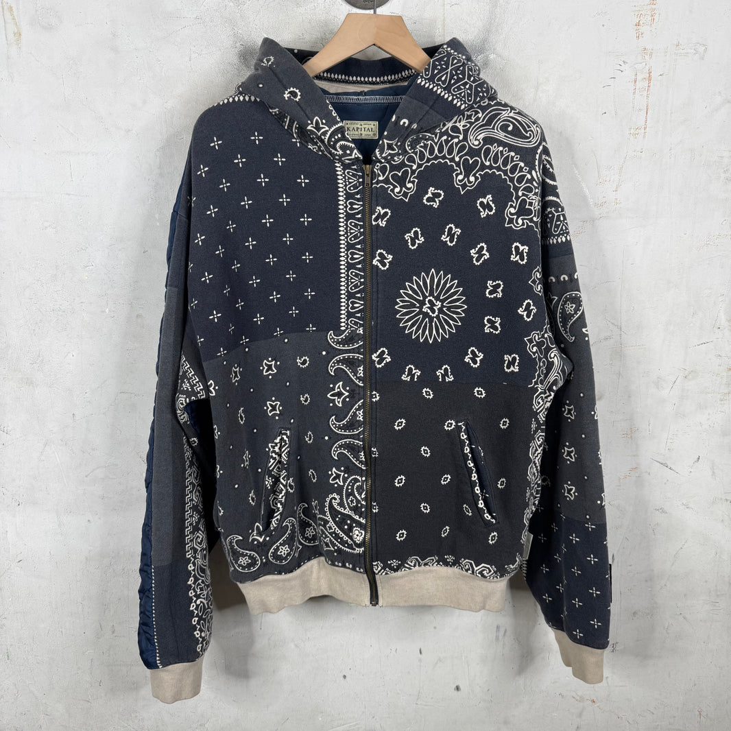 Kapital Hybrid Quilted Paisley Zip Hoodie