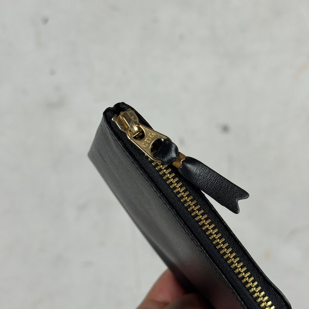 CDG Black Leather Zip Wallet