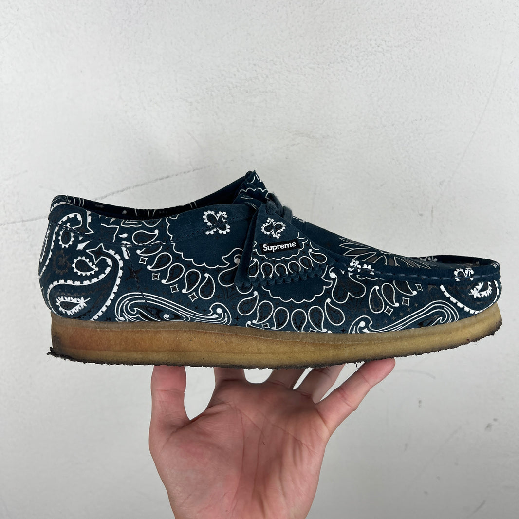 Supreme Clarks Navy Paisley Wallabee Ankle Boots