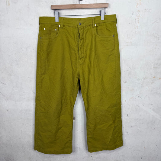 Rick Owens Wide Leg Cotton Trouser Yellow