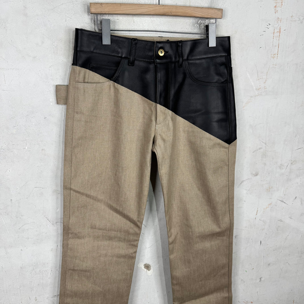 Bottega Veneta 2020 Canvas Leather Panelled Jeans