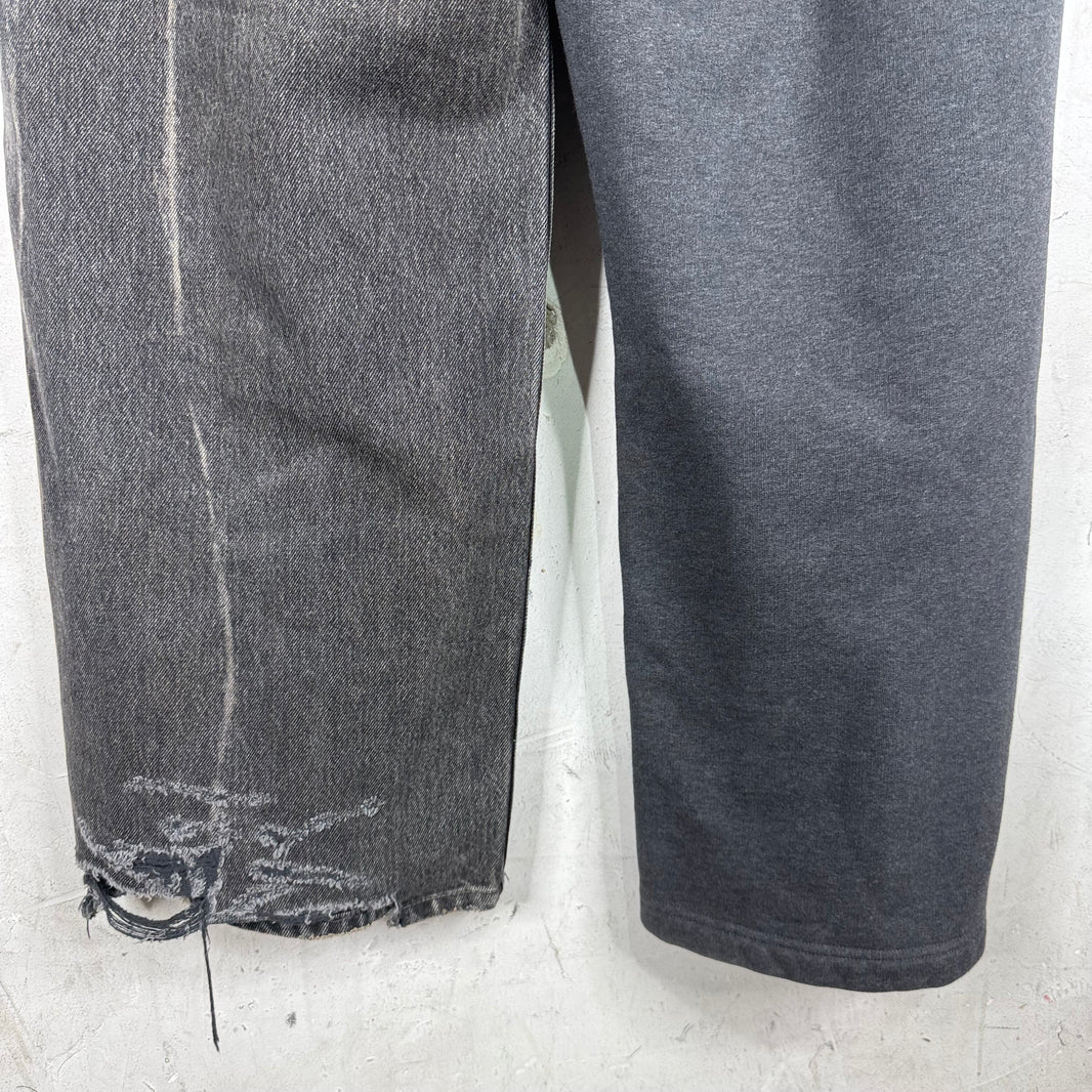 Balenciaga Hybrid Sweatpant/ Denim Drawstring Pants