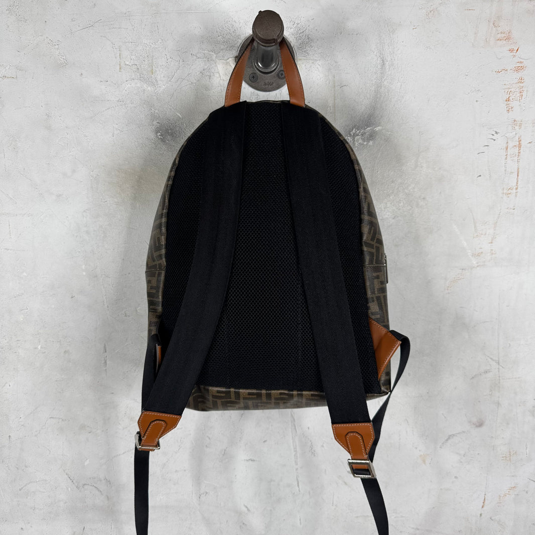 Fendi Leather Paneled Zucca Backpack