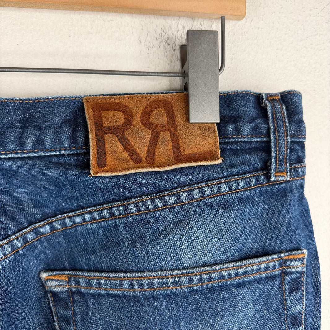 RRL Dark Blue Wash Distressed Jeans