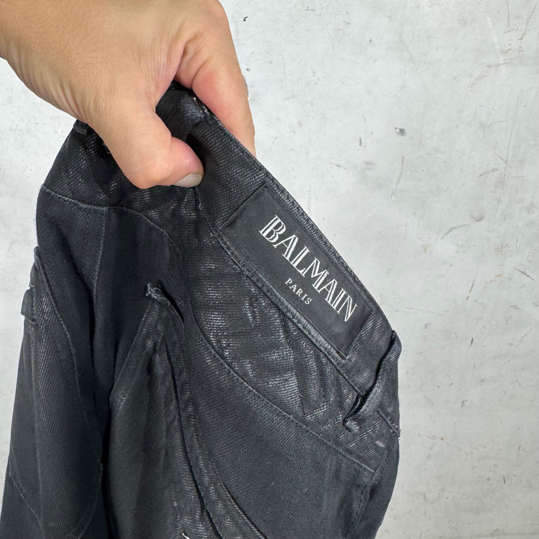 Balmain Waxed Biker Jeans