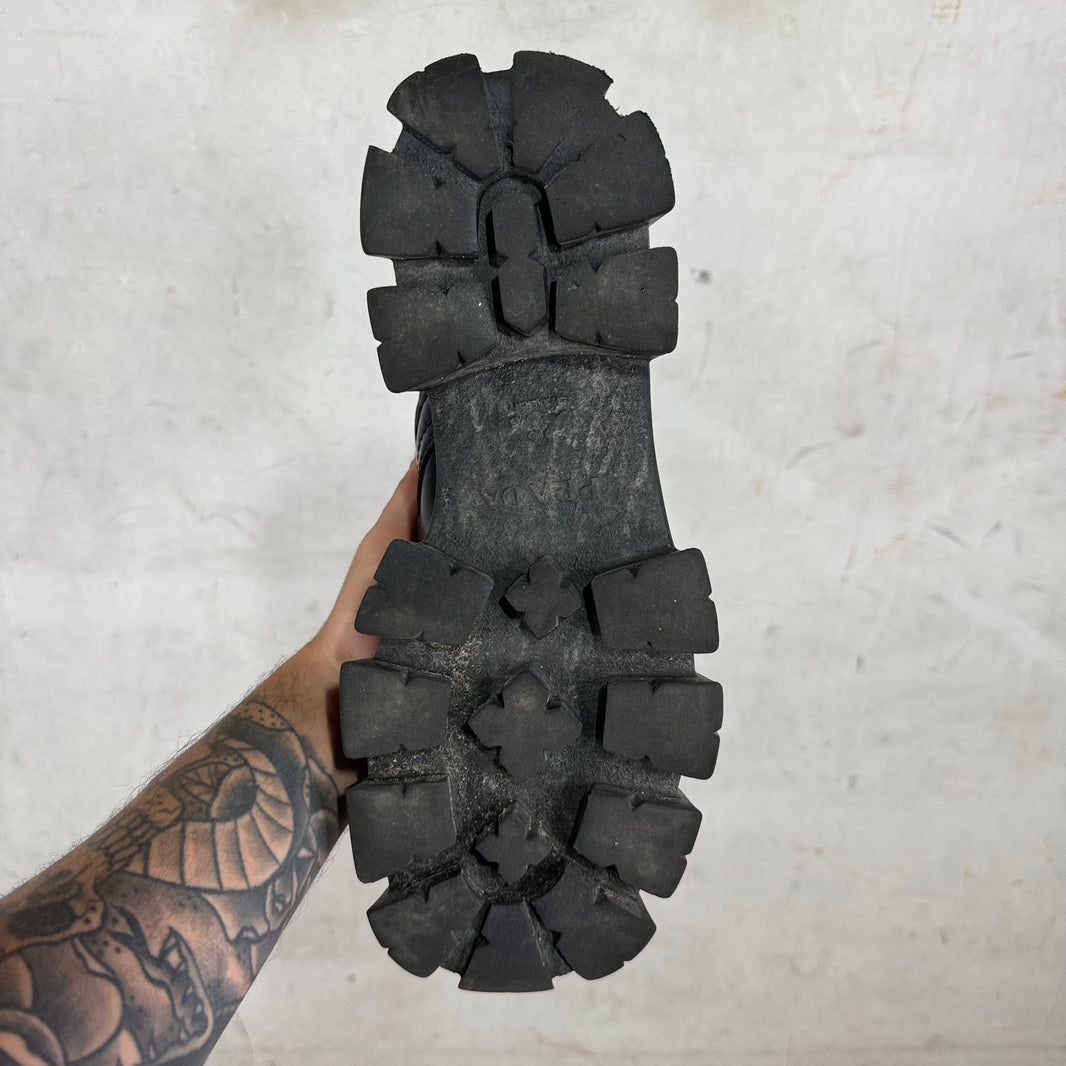 Prada Leather Nylon Monolith Boots