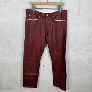 Dries Van Noten Waxed Burgundy Jeans