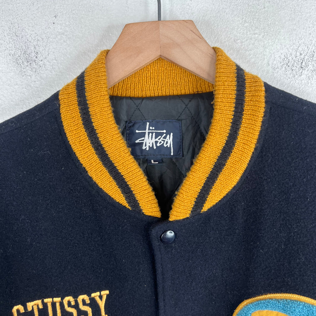 Stussy Big 4 Navy/Yellow Varsity Jacket