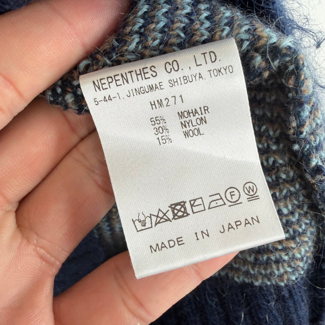 Needles Teal/Navy Spike Mohair Button Up Cardigan