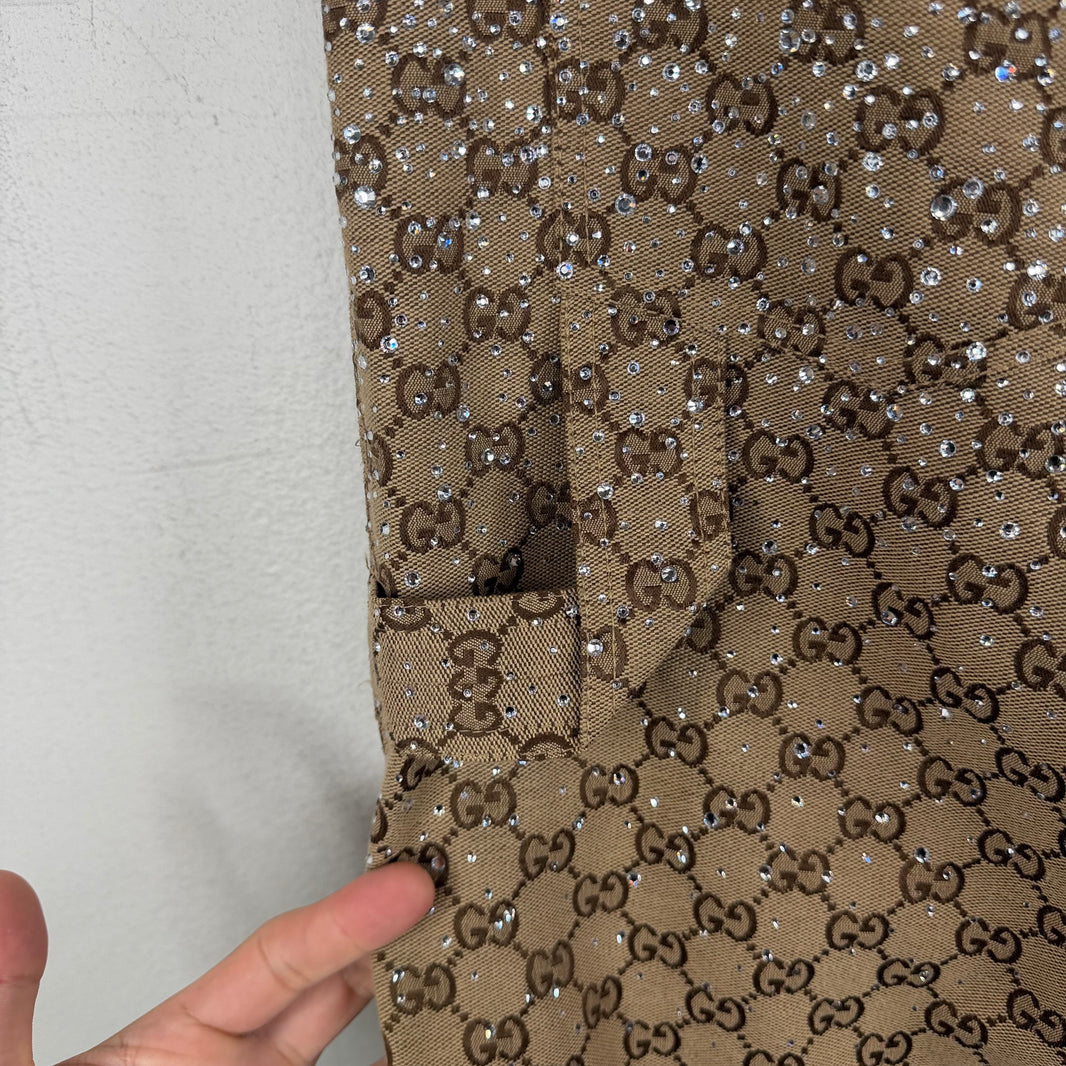 Gucci GG Monogram Crystal Embellished Carpenter Trousers