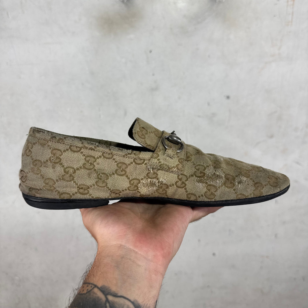 Gucci Monogram Ragazzo Horsebit Mules