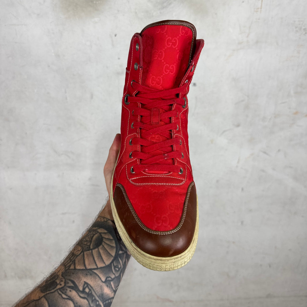 Gucci Red Nylon Monogram Sneakers