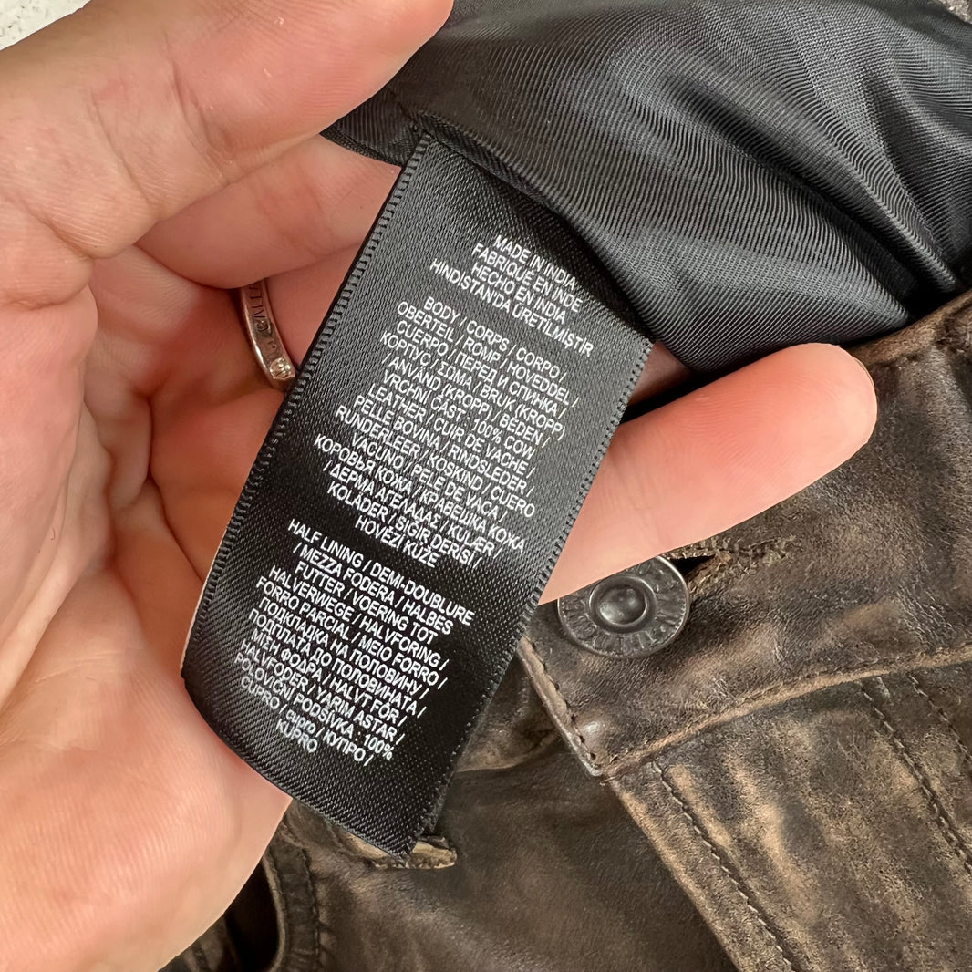 RRL Cross Stitch Leather Jeans
