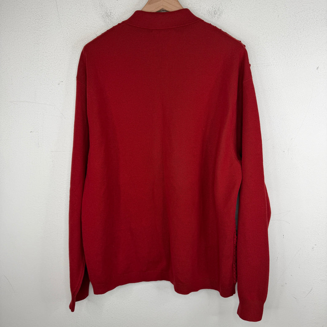 Supreme Red Floral Knit Zip Sweater