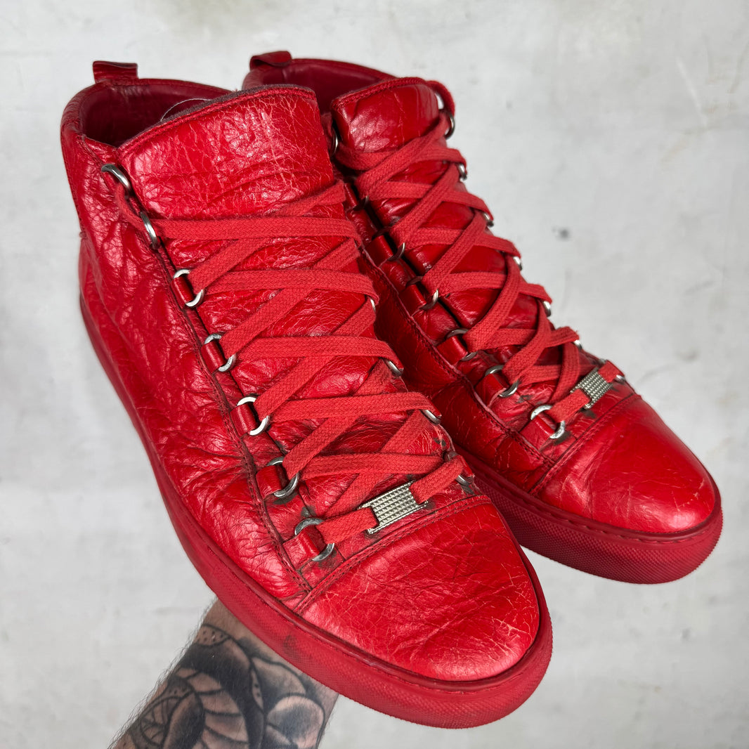 Balenciaga Red Leather Arenas