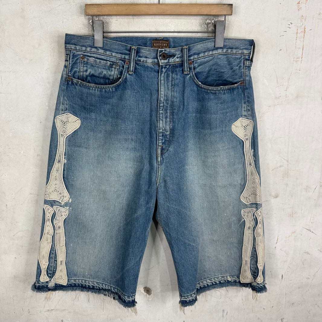 Kapital Blue Bone Denim Shorts