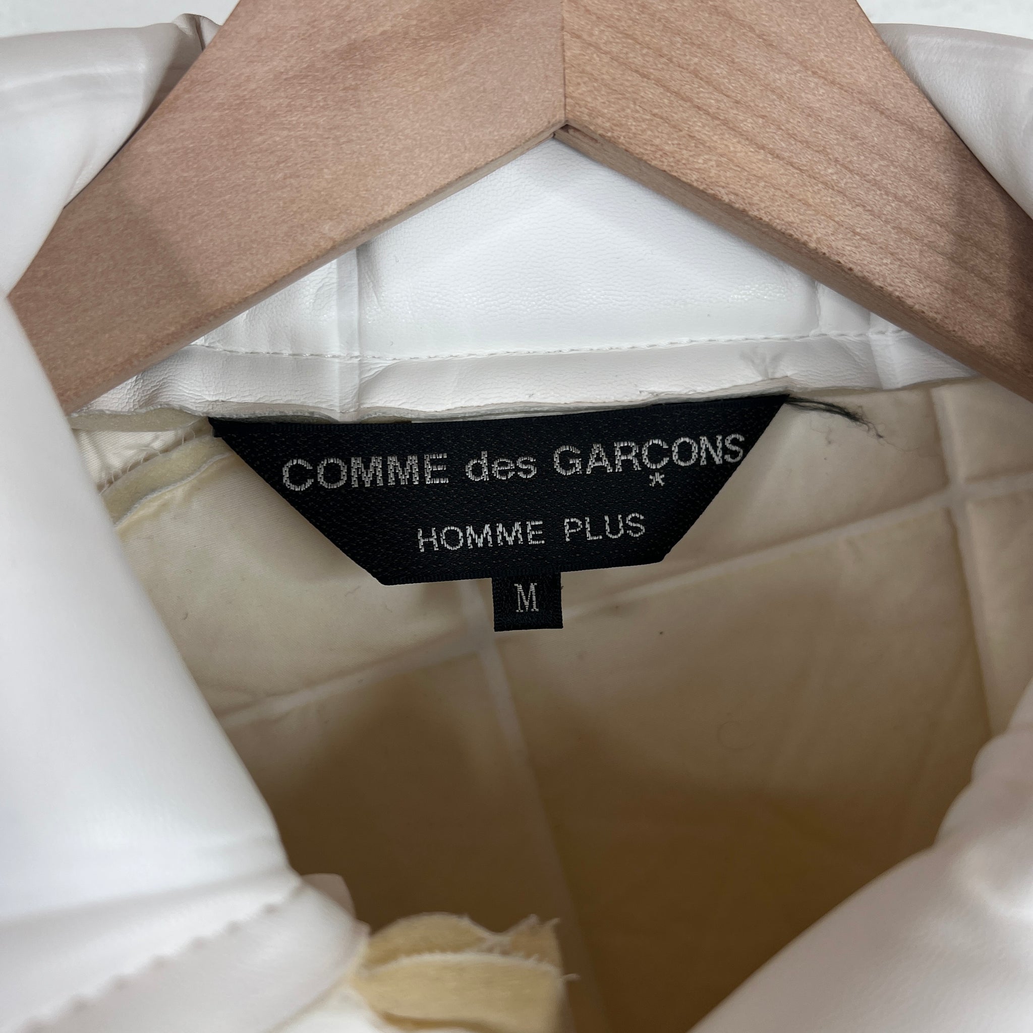 CDG White Asymmetrical Square Embossed Jacket