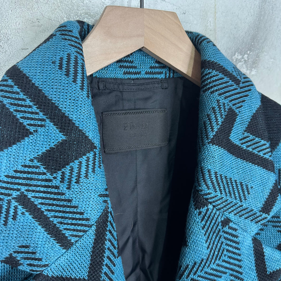 Prada Teal Patterened Trench Coat