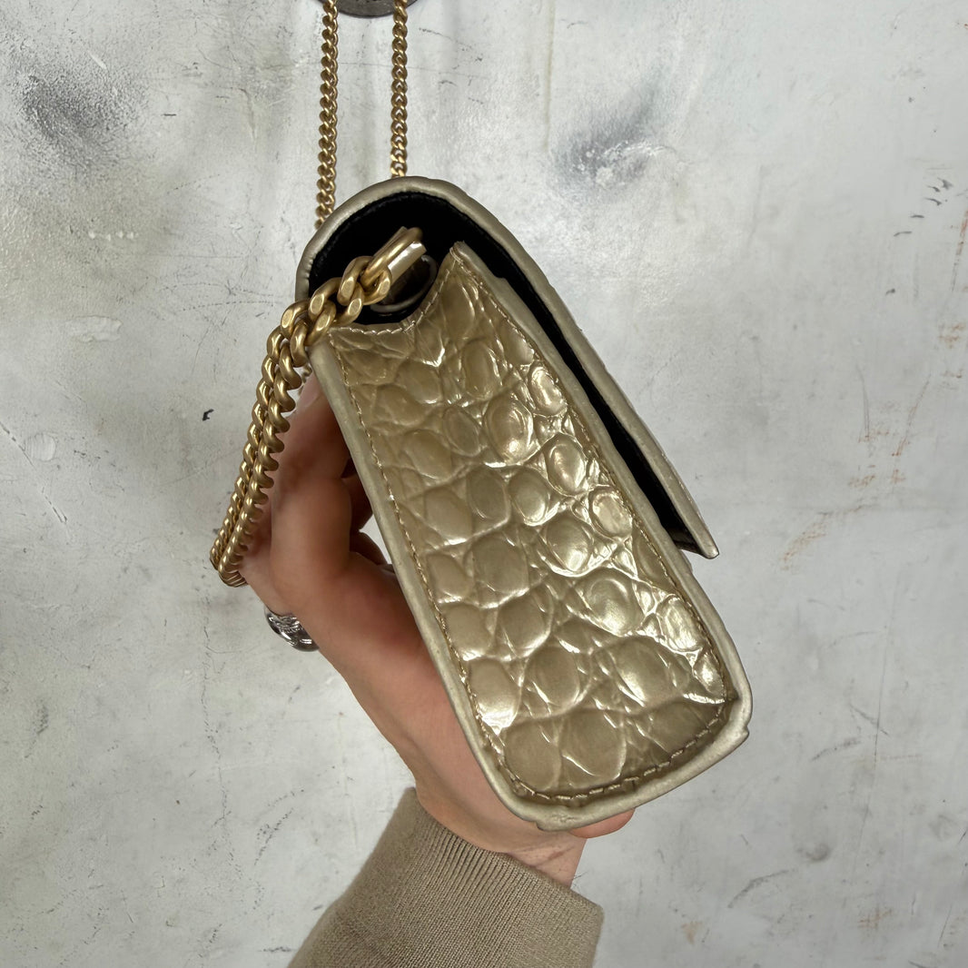 Balenciaga Gold Hourglass Chained Wallet Purse