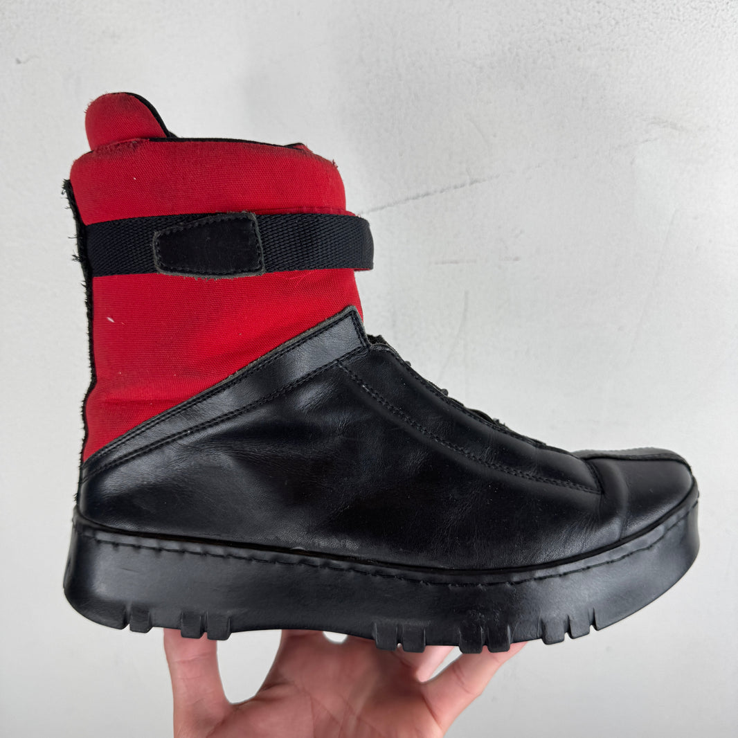 Prada Red/Black Strapped Hi Top Boots