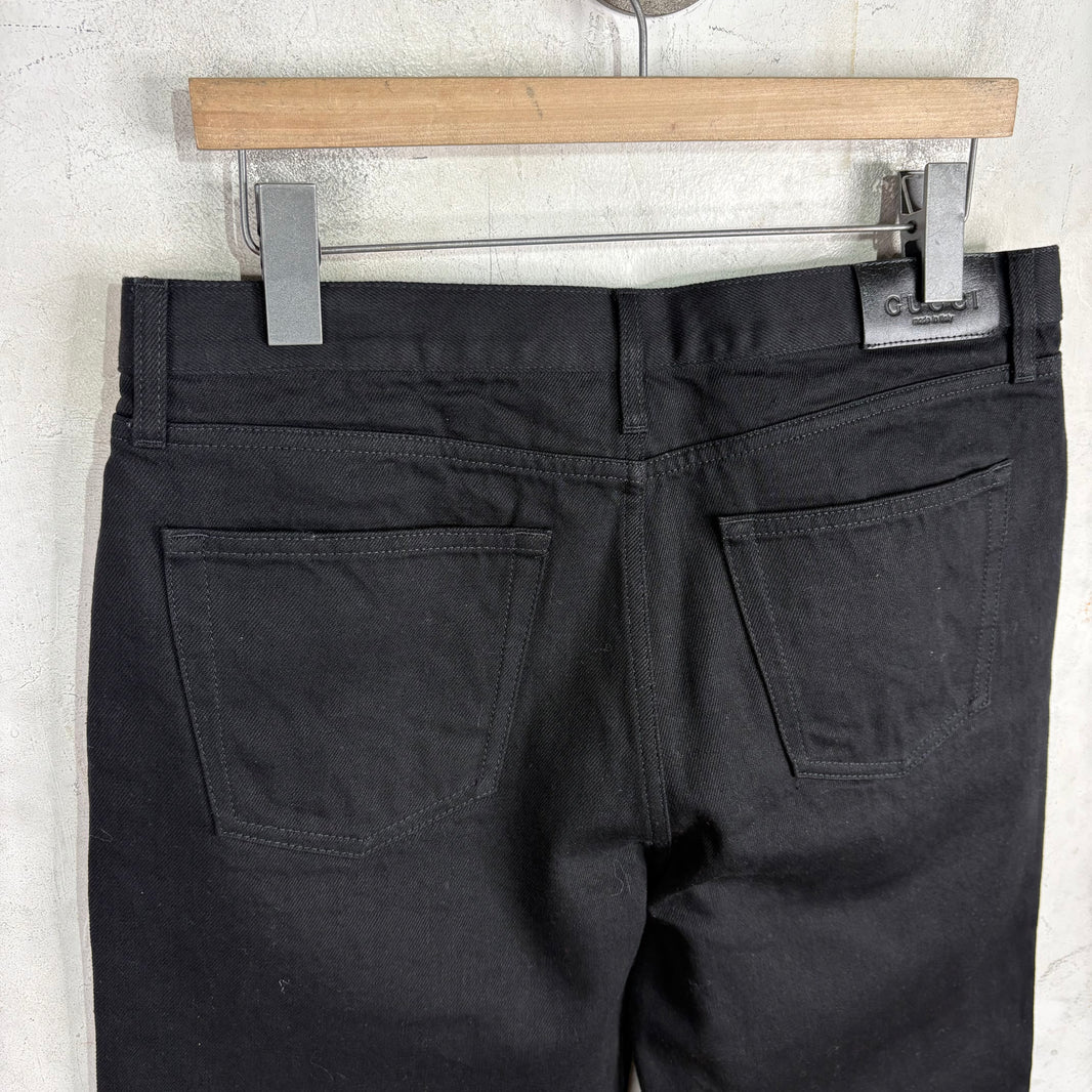 Gucci Raw Black Horse-Bit Jeans