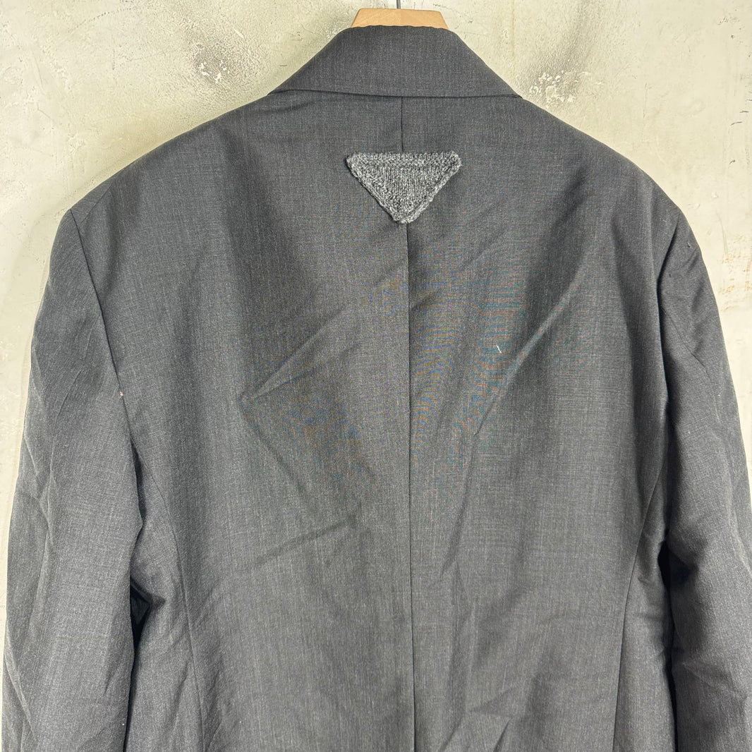 Prada Knitted Badge Double Breasted Blazer