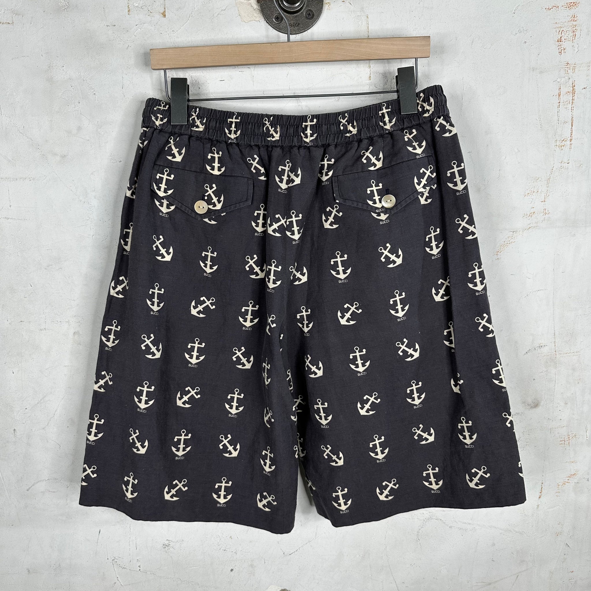Gucci Linen Anchor Print Shorts
